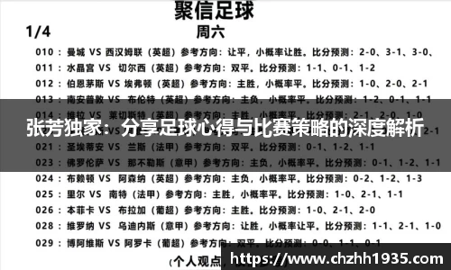 张芳独家：分享足球心得与比赛策略的深度解析
